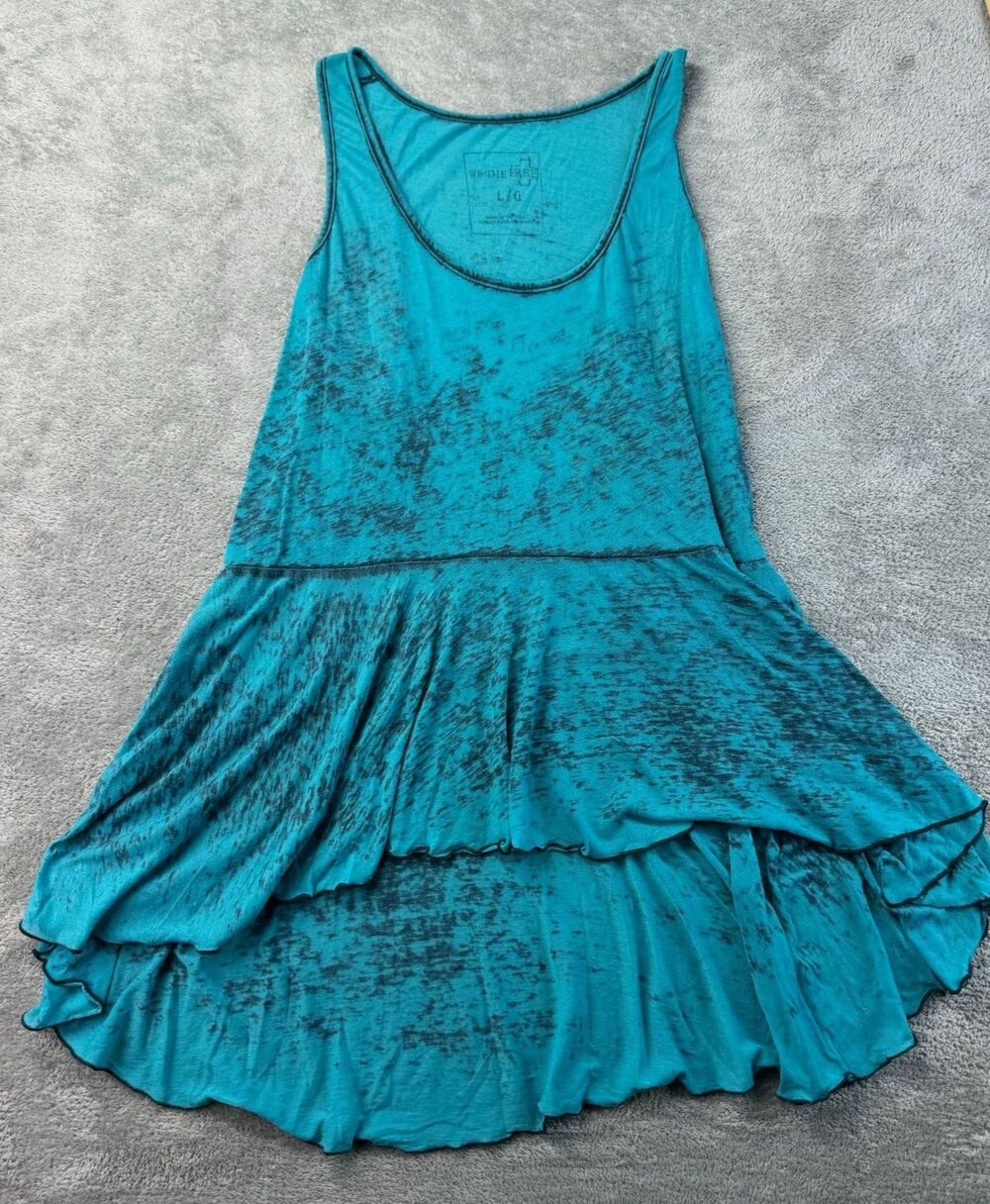 We The Free Top Women's Large Blue Sleeveless Flowy Stretchy Peasant Lightweight